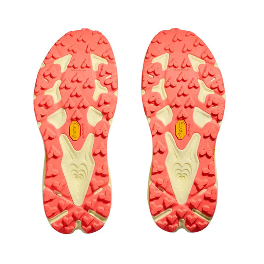Hoka Damenlaufschuhe Speedgoat 7, Trailrunning-Schuhe für lange Trails mit Vibram , vintage yellow – Rückansicht – gelb / 43 1/3