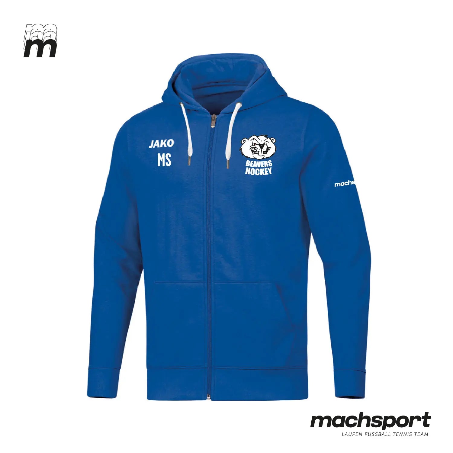 Beavers Hockey Basic Kapuzenjacke von Jako, Teamsport, graue Kapuzenjacke mit Logo, weiche Baumwollmischung, sportliches Design – Bild 