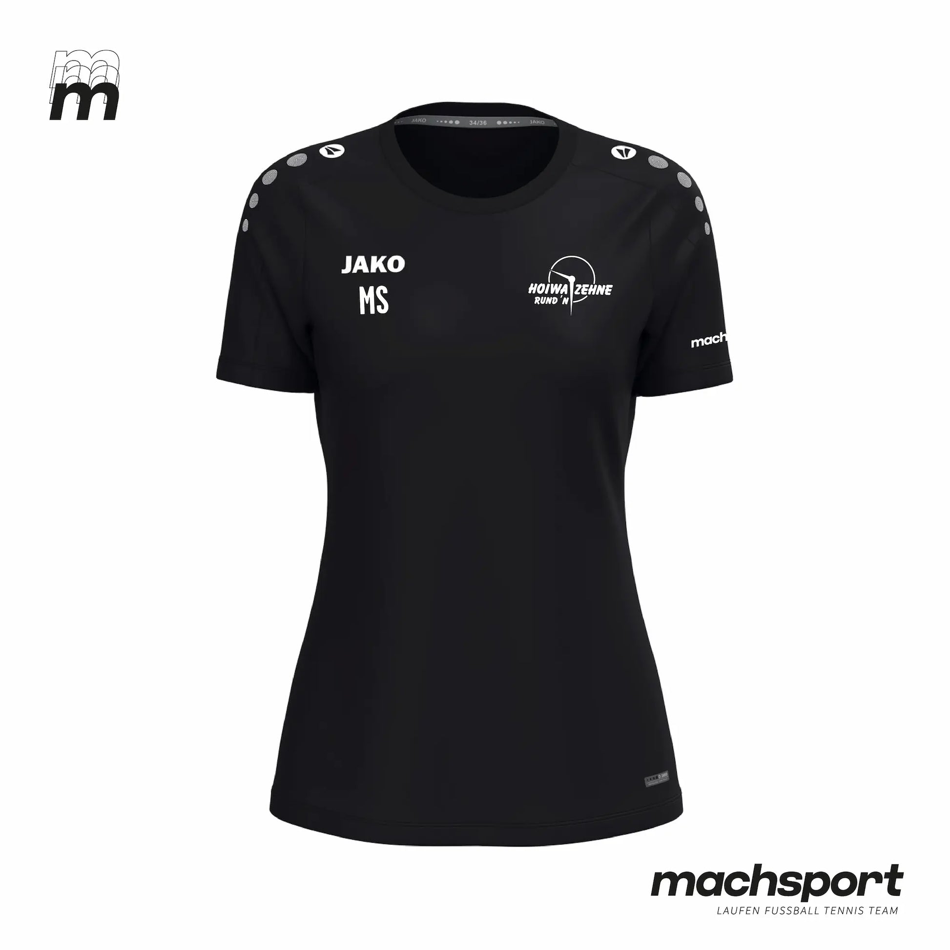 Hoiwa Zehne Rund'n Trainingsshirt schwarz Damen - machsport – Bild 