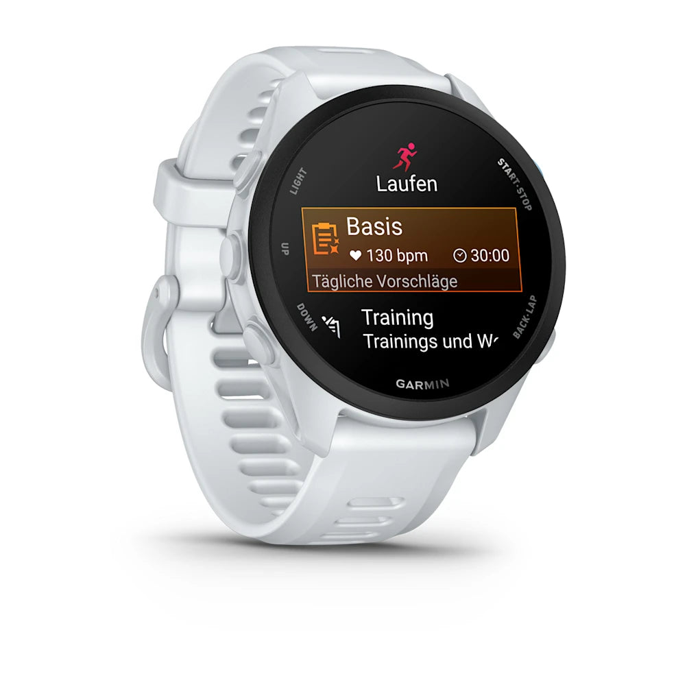 Garmin Forerunner 70, Steinweiss mit Schnellwechsel-Armband 20 mm Silikon – Bild 