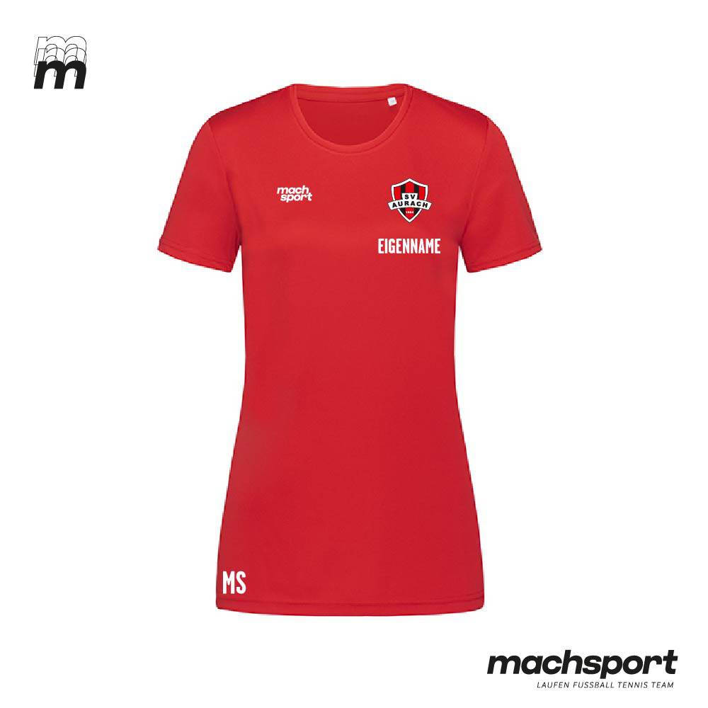 SV Aurach Turnen Sport Shirt Damen rot - machsport – Bild 