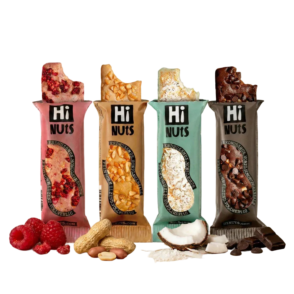 HiNUtS Lieblingsbox MIX (4x3 Riegel), Energieriegel mit Erdnuss, Himbeere, Kokos und Schoko