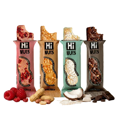 HiNUtS Lieblingsbox MIX (4x3 Riegel), Energieriegel mit Erdnuss, Himbeere, Kokos und Schoko