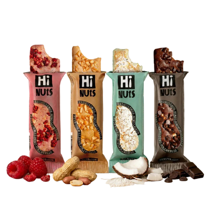 HiNUtS Lieblingsbox MIX (4x3 Riegel), Energieriegel mit Erdnuss, Himbeere, Kokos und Schoko
