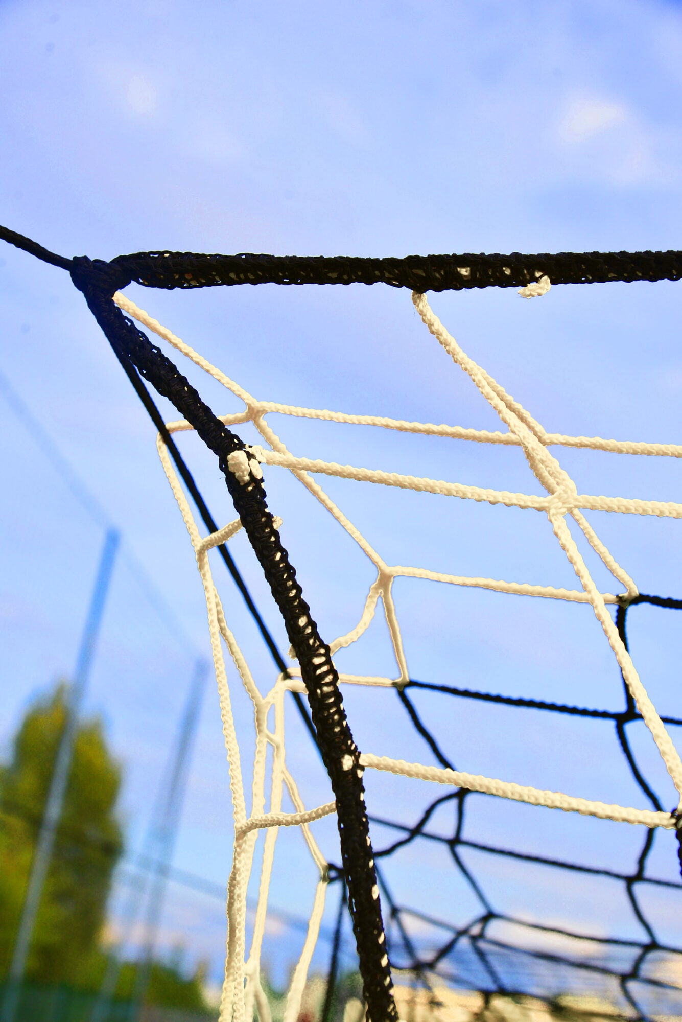 Powershot Fußballnetz - 11er Tor - Europäisch - 4mm Weiß/Schwarz - machsport