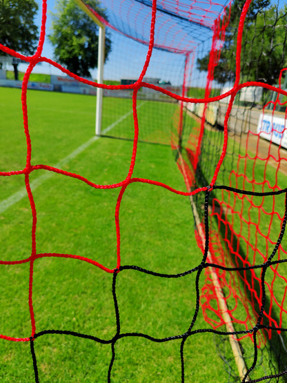 Powershot Fußballnetz - 11er Tor - Europäisch - 4mm Schwarz/Rot - machsport