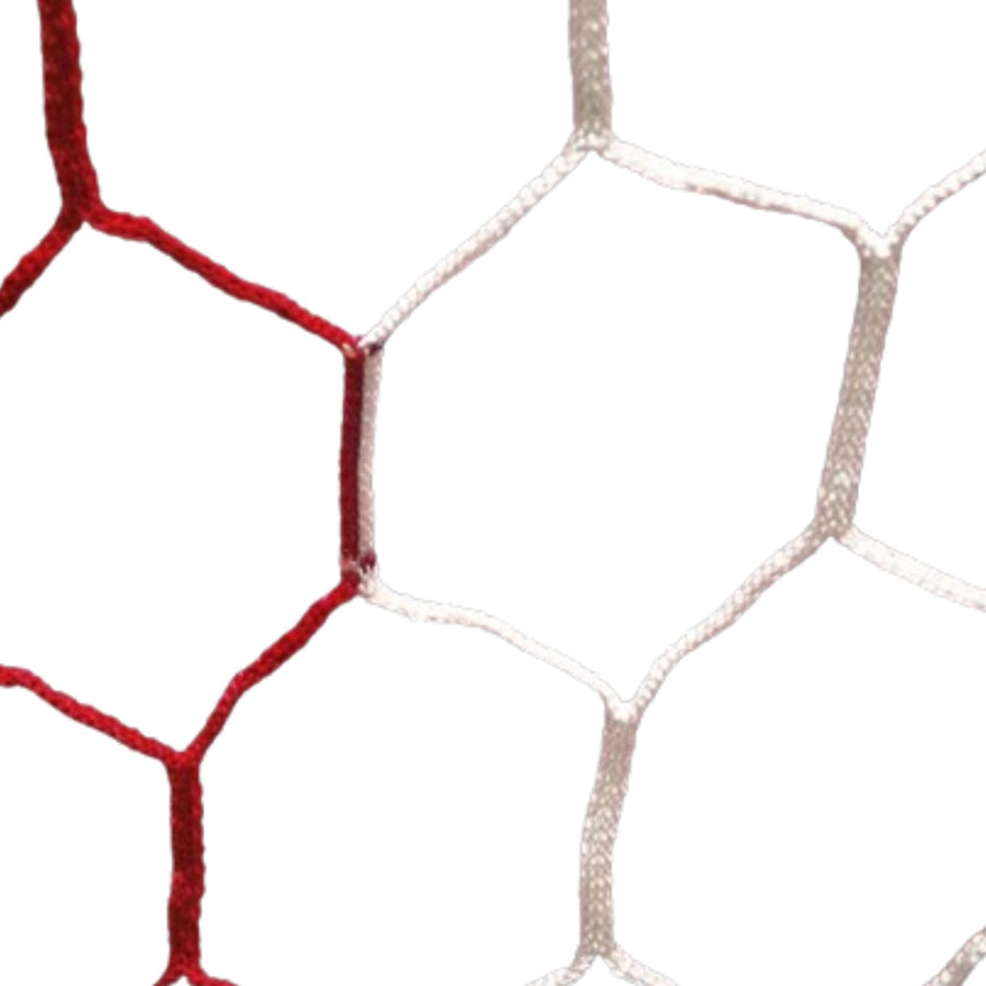 Powershot Fußballnetz - 11er Tor - Wabenförmig - 4mm Weiß/Rot - machsport
