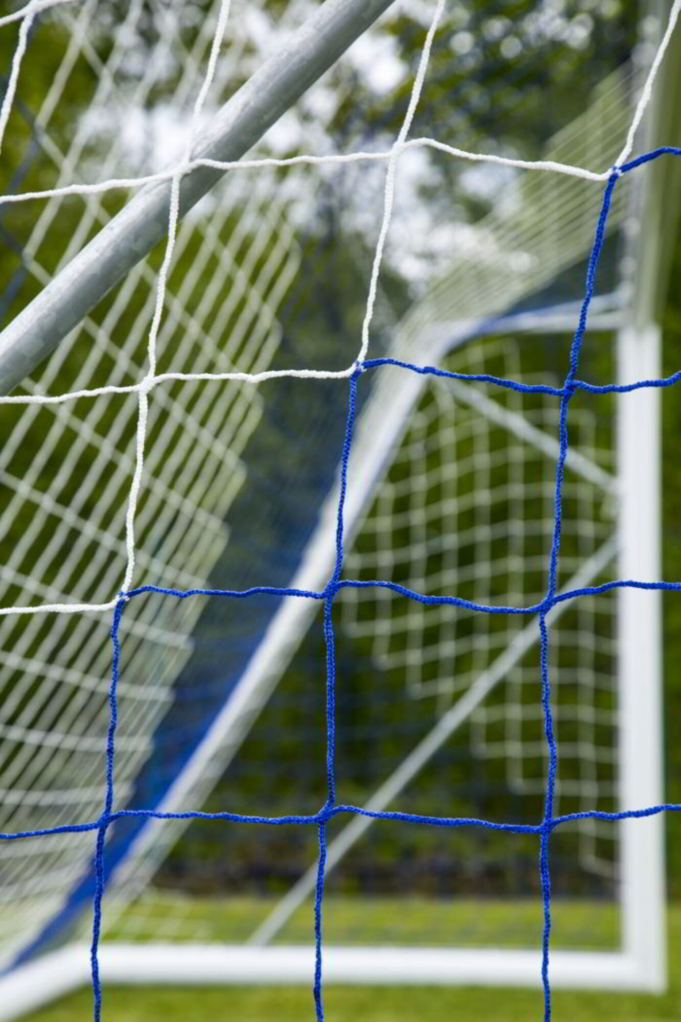 Powershot Fußballnetz - Trapezförmig - 4mm - Weiß/Blau - machsport