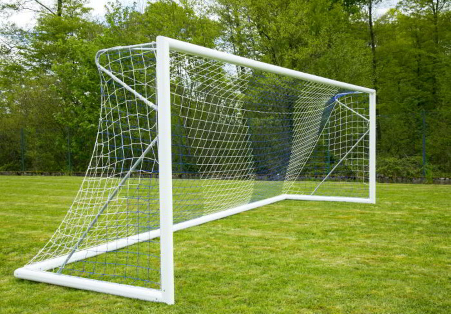 Powershot Fußballnetz - Trapezförmig - 4mm - Weiß/Blau - machsport