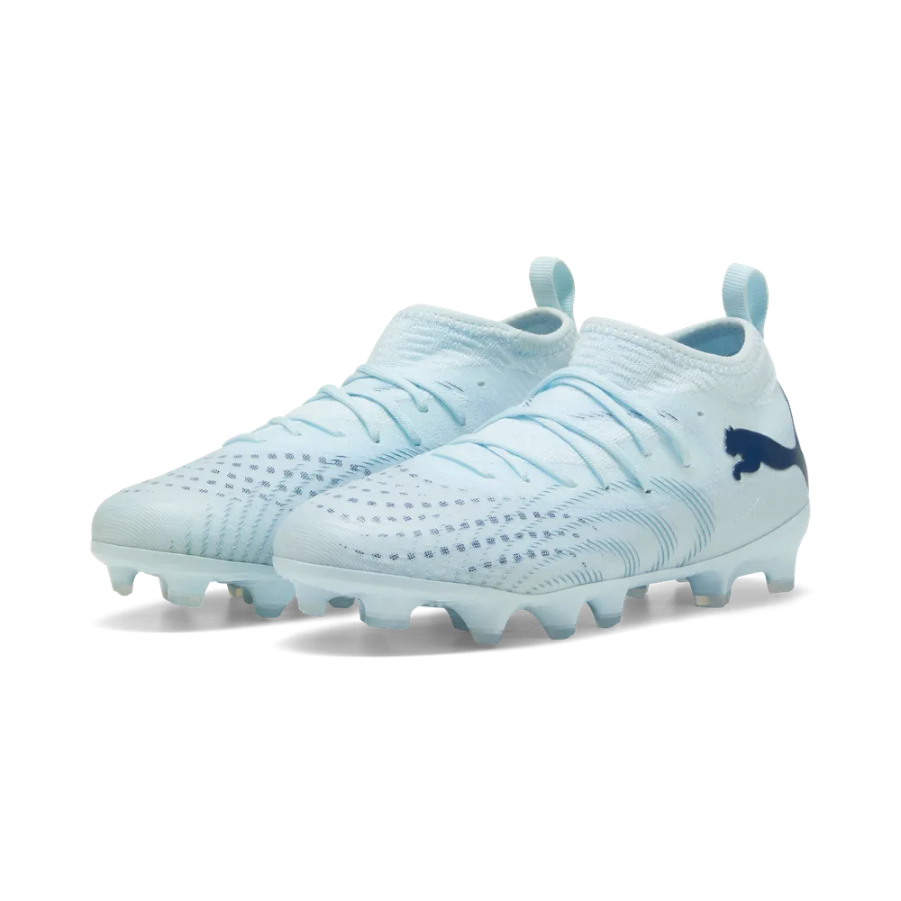 Puma Kinderfußballschuhe Future 9 Match FG/AG mit schwarzem Obermaterial und Schnürung, geeignet für Rasen- und Kunstrasen. – Bild 