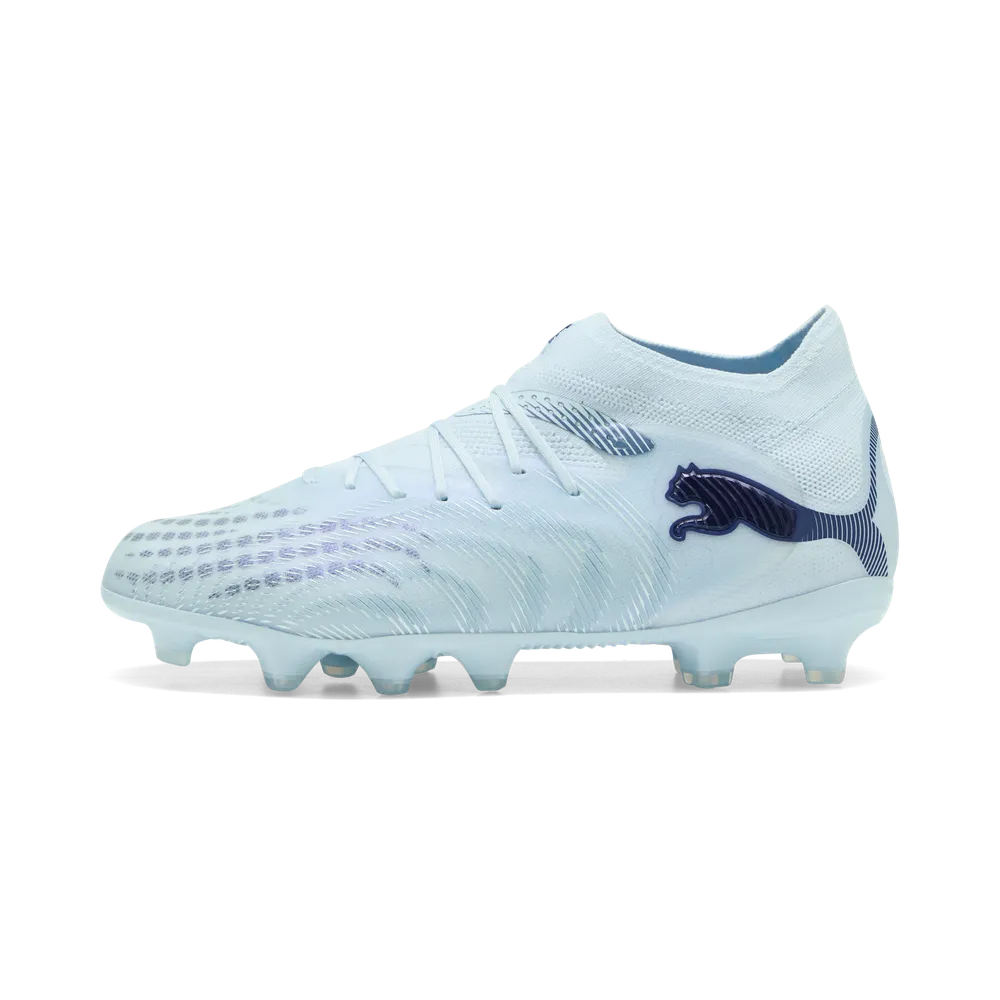 Puma Kinderfußballschuhe Future 9 Pro FG/AG seitliche Ansicht auf Rasen- und Kunstrasenfußballschuhe