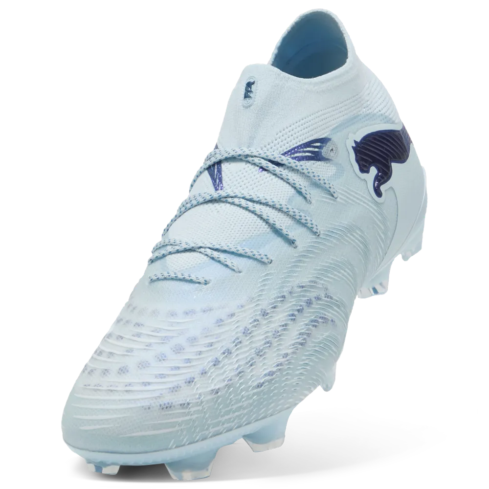 Puma Future 9 Ultimate FG Rasenfußballschuhe seitliche Ansicht, schwarz mit weißen Akzenten, für Fußball auf Rasen. – Bild 