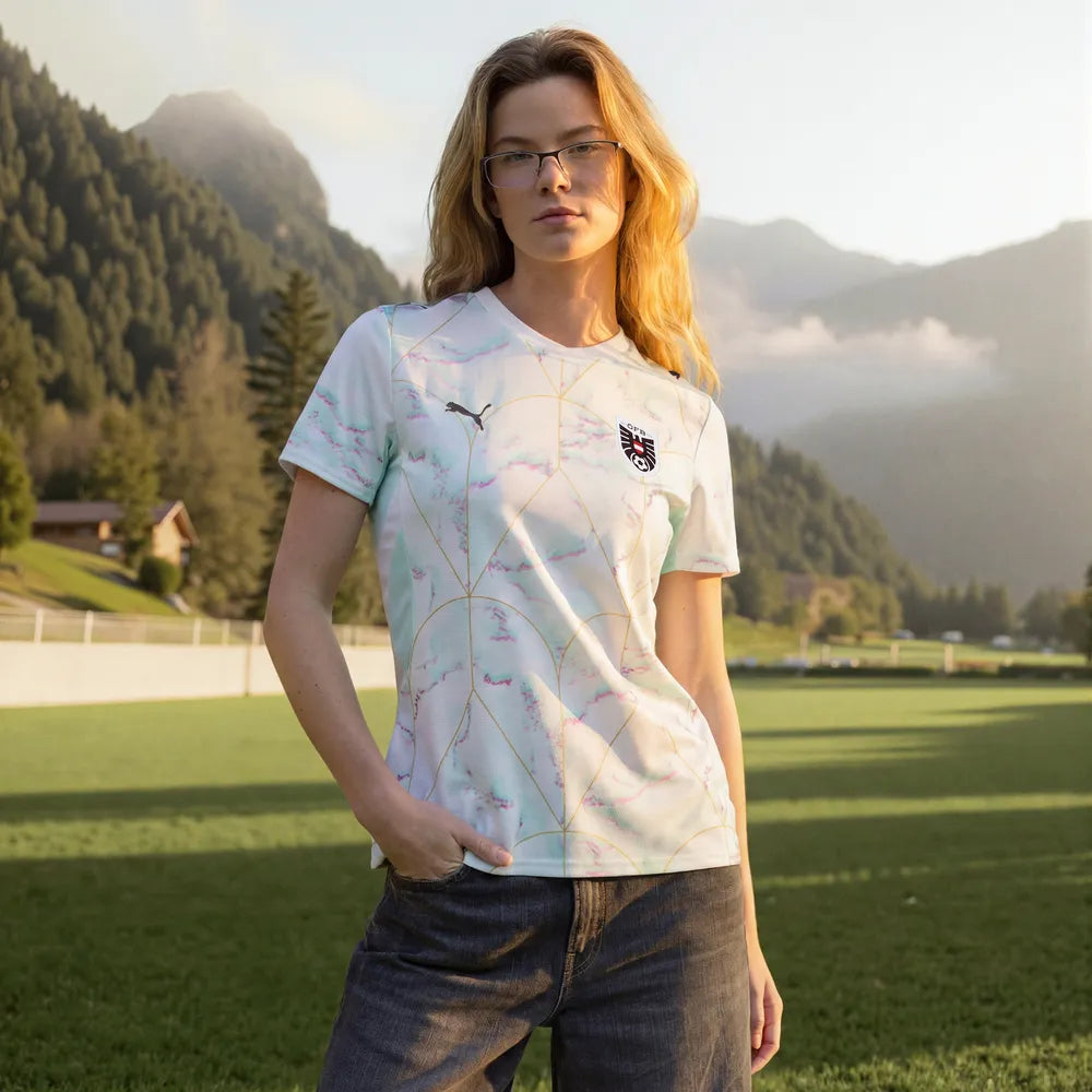 Österreich Damenfußballshirt ÖFB Away Jersey Replica, Auswärtstrikot für Spiel und Fan Einsatz mit DRYCELL und Teamdesign - machsport – Bild 
