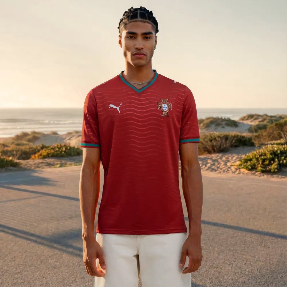 Portugal Herrenfußballshirt Home 2026, Heimtrikot für die WM 2026 mit dryCELL und Teamdesign - machsport – Bild 