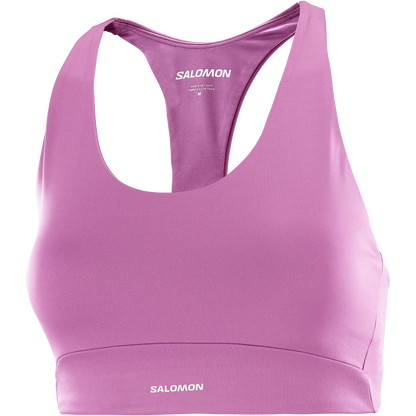 Salomon Sport-BH Shakeout Core Bra, Medium Support Running Sport-BH mit 4-Wege-Stretch für Training, iris orchid - machsport