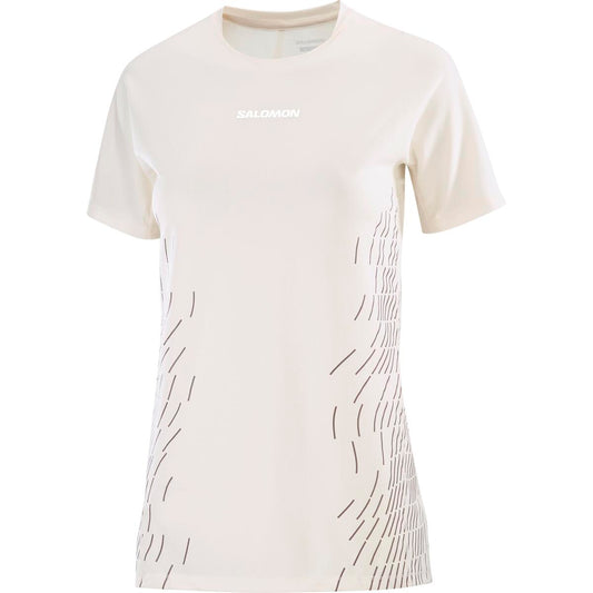 Salomon Damenlaufshirt T-Shirt Sense Aero SS Tee GFX – weiß / XS