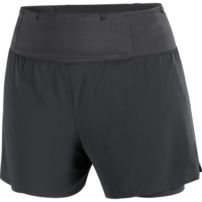 Salomon Damenlaufshort Sense Aero 2in1 Trail 5", 2in1 Trailrunning Shorts für lange Läufe mit 360°-Stauraum und Grid Flow Material, deep black - machsport