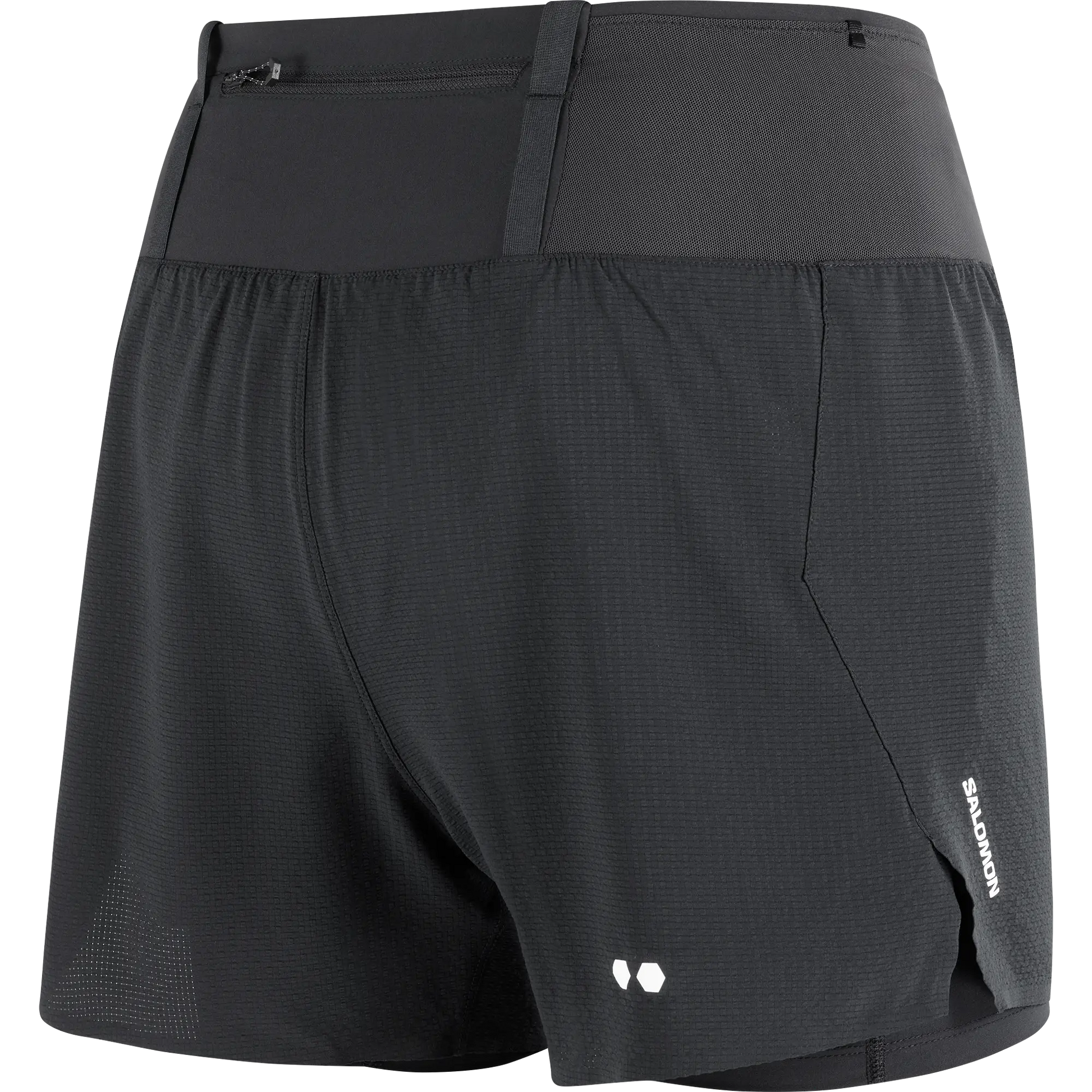 Salomon Damenlaufshort Sense Aero 2in1 Trail 5", 2in1 Trailrunning Shorts für lange Läufe mit 360°-Stauraum und Grid Flow Material, deep black - machsport – Bild 