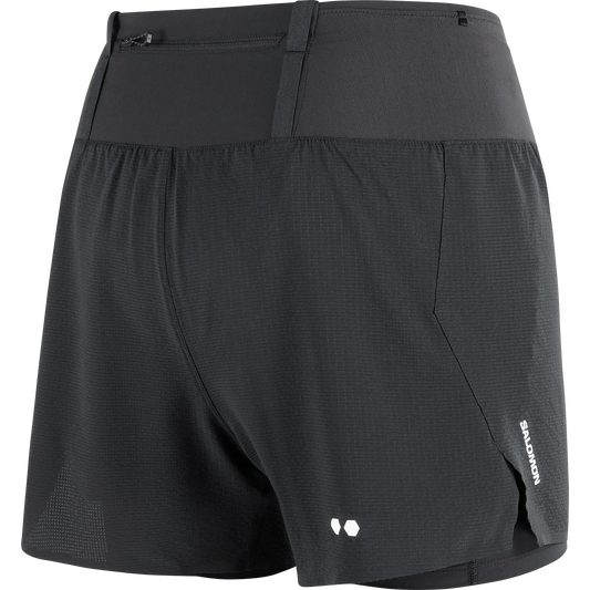 Salomon Damenlaufshort Sense Aero 2in1 Trail 5", 2in1 Trailrunning Shorts für lange Läufe mit 360°-Stauraum und Grid Flow Material, deep black – schwarz / 34