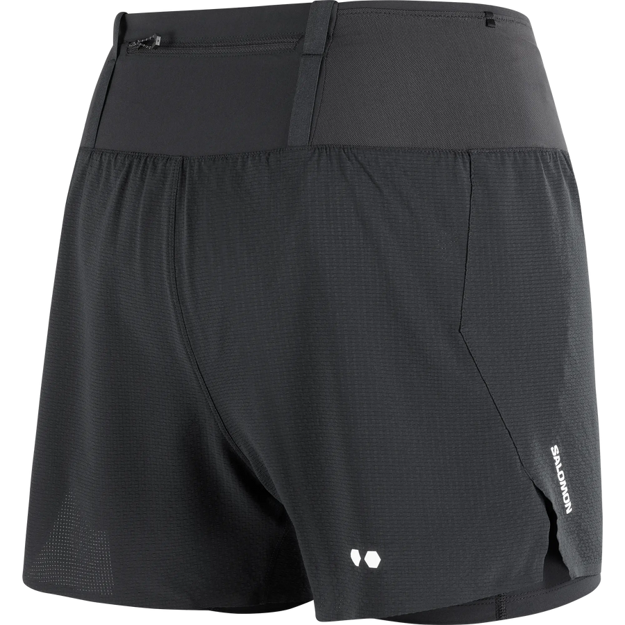 Salomon Damenlaufshort Sense Aero 2in1 Trail 5", 2in1 Trailrunning Shorts für lange Läufe mit 360°-Stauraum und Grid Flow Material, deep black - machsport