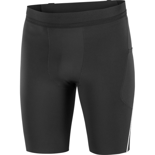 Salomon Sense Stow Short Tights 9, Laufshorts Tight mit Stauraumsystem und Reißverschlusstasche für Trailrunning, deep black – schwarz / S