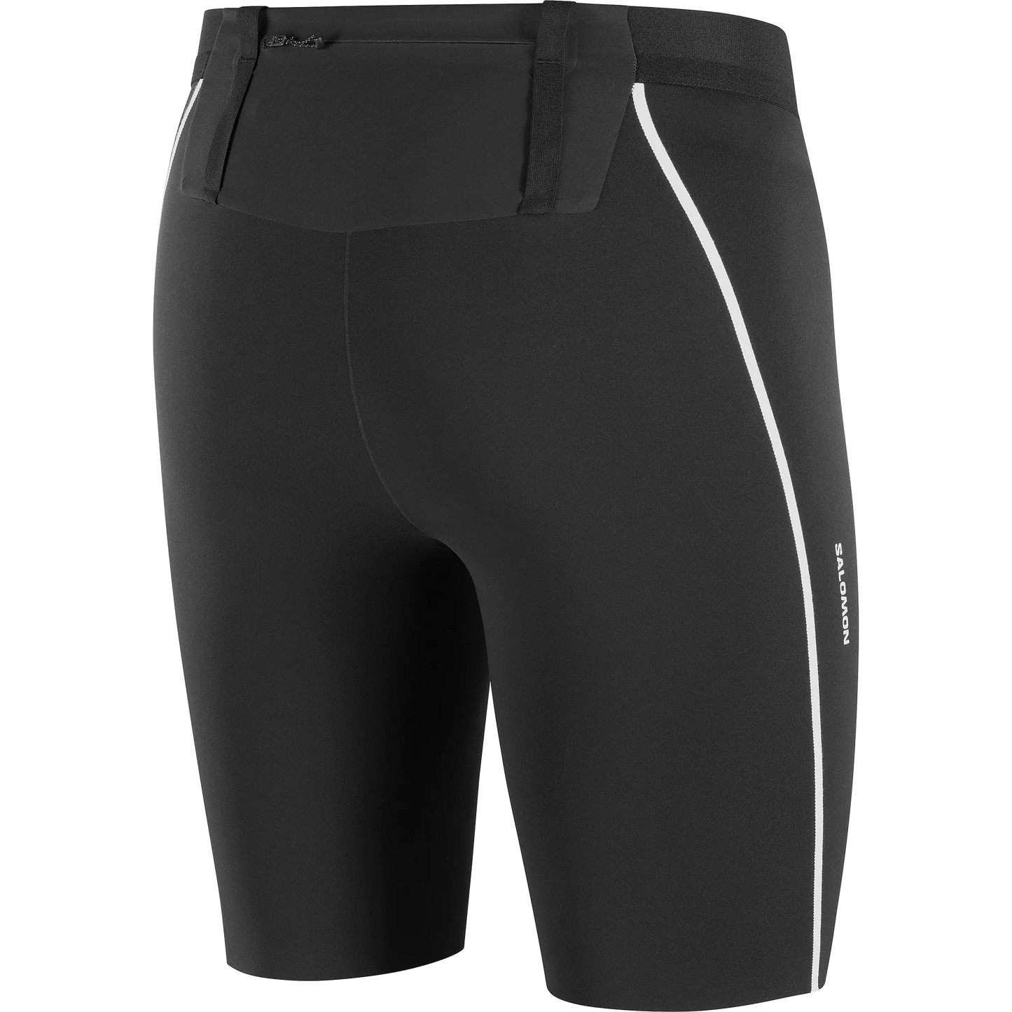 Salomon Sense Stow Short Tights 9, Laufshorts Tight mit Stauraumsystem und Reißverschlusstasche für Trailrunning, deep black - machsport