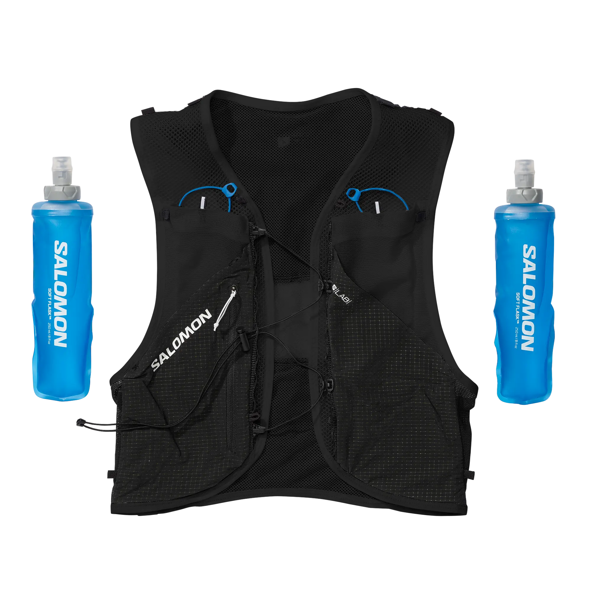 Salomon Laufweste mit Flasks S Lab Pulsar 3 Set, ultraleichte Trailrunning Weste mit 3L Volumen und integrierten Softflasks - machsport – Bild 