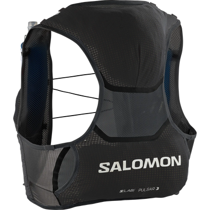 Salomon Laufweste mit Flasks S Lab Pulsar 3 Set, ultraleichte Trailrunning Weste mit 3L Volumen und integrierten Softflasks - machsport