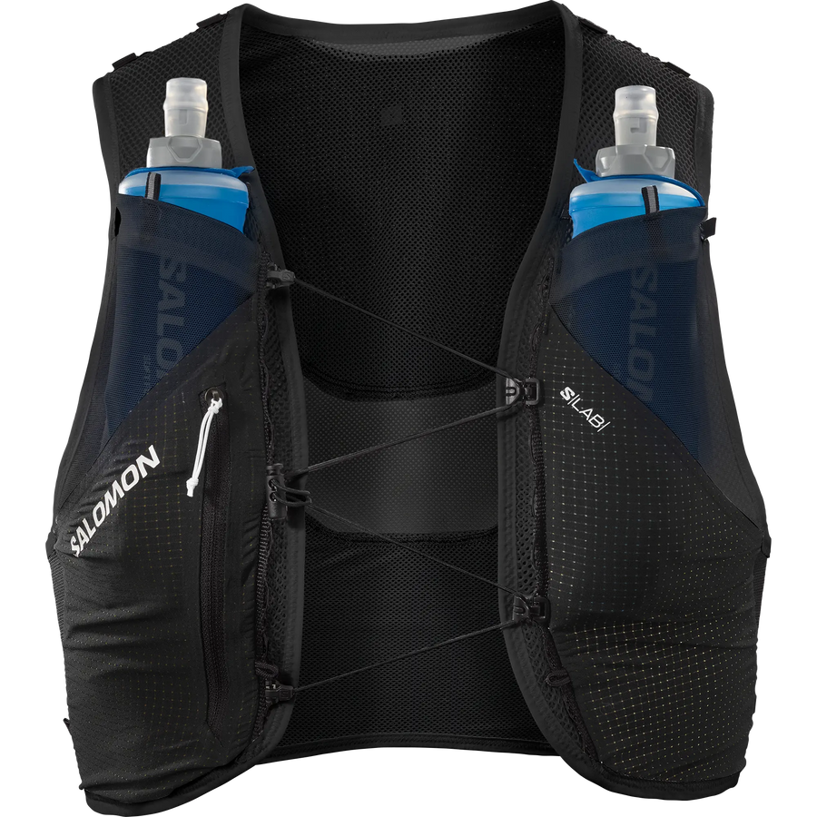 Salomon Laufweste mit Flasks S Lab Pulsar 3 Set, ultraleichte Trailrunning Weste mit 3L Volumen und integrierten Softflasks - machsport