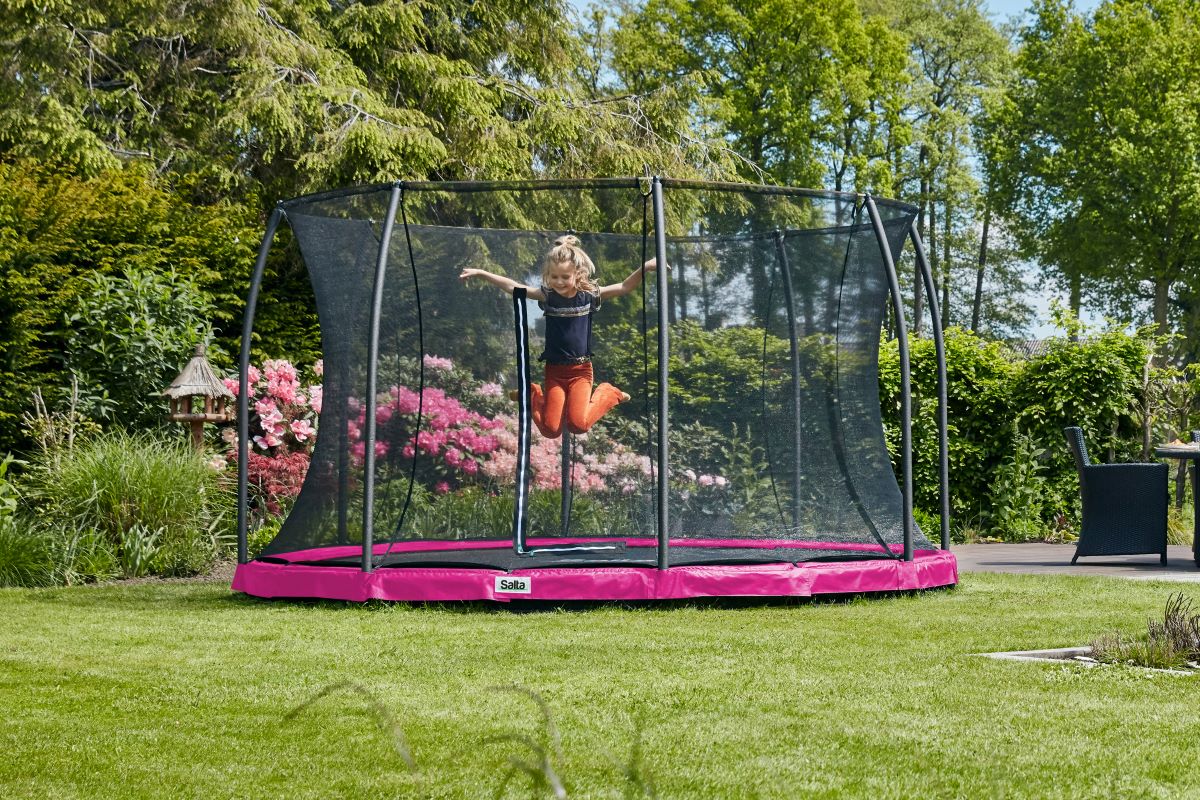 Salta Trampolin Comfort Edition Ground - 251cm - Rund Pink - machsport