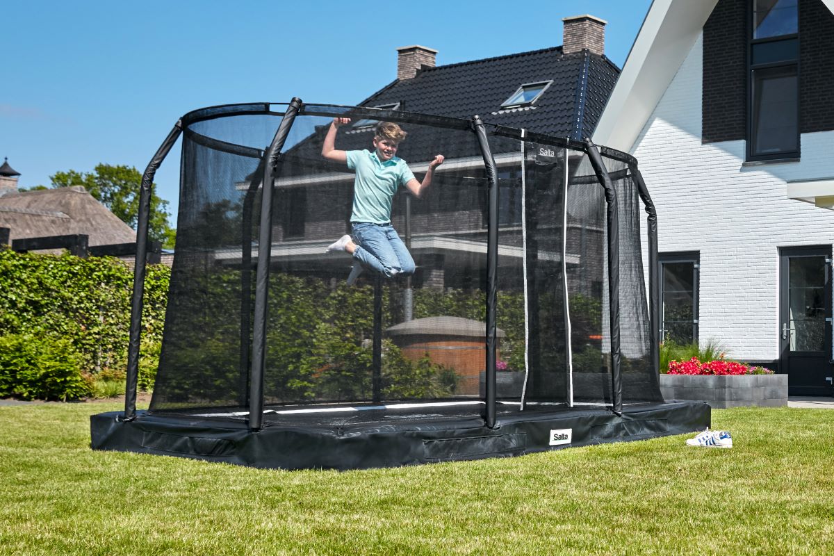 Salta Trampolin Premium Ground - 214x153cm - Rechteckig Schwarz - machsport – Bild 