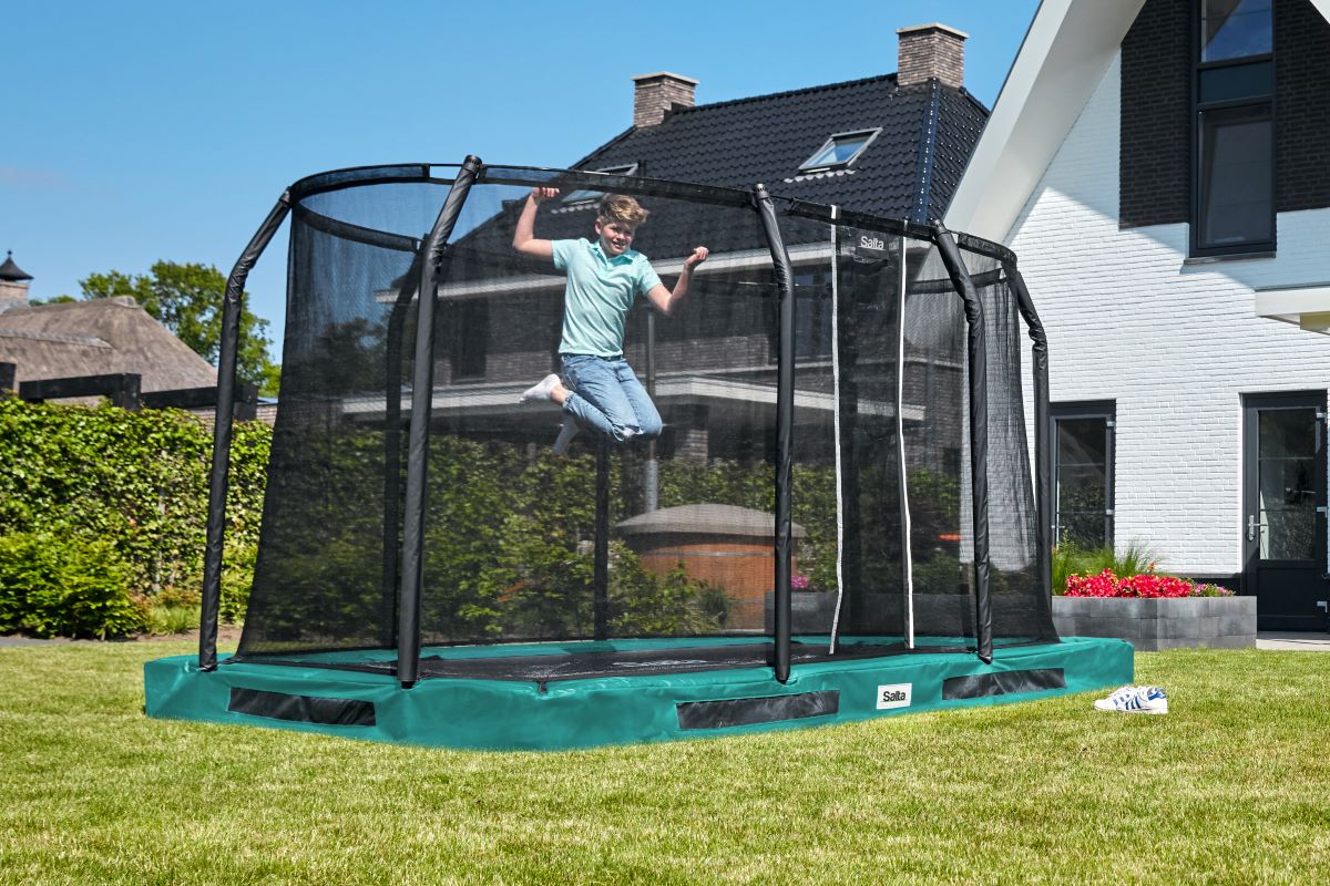 Salta Trampolin Premium Ground - 305x214cm - Rechteckig Grün - machsport – Bild 