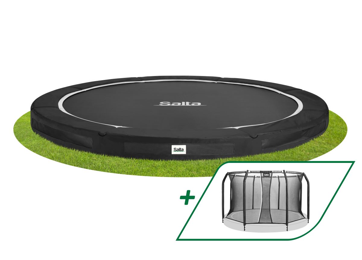 Salta Trampolin Premium Ground - 396cm - Rund Schwarz - machsport – Bild 