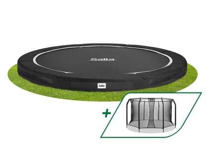 Salta Trampolin Premium Ground - 396cm - Rund Schwarz - machsport