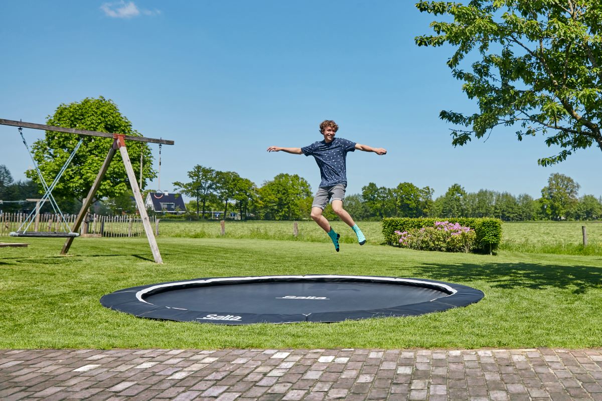Salta Trampolin Royal Baseground Sports - 427cm - Rund Schwarz - machsport – Bild 