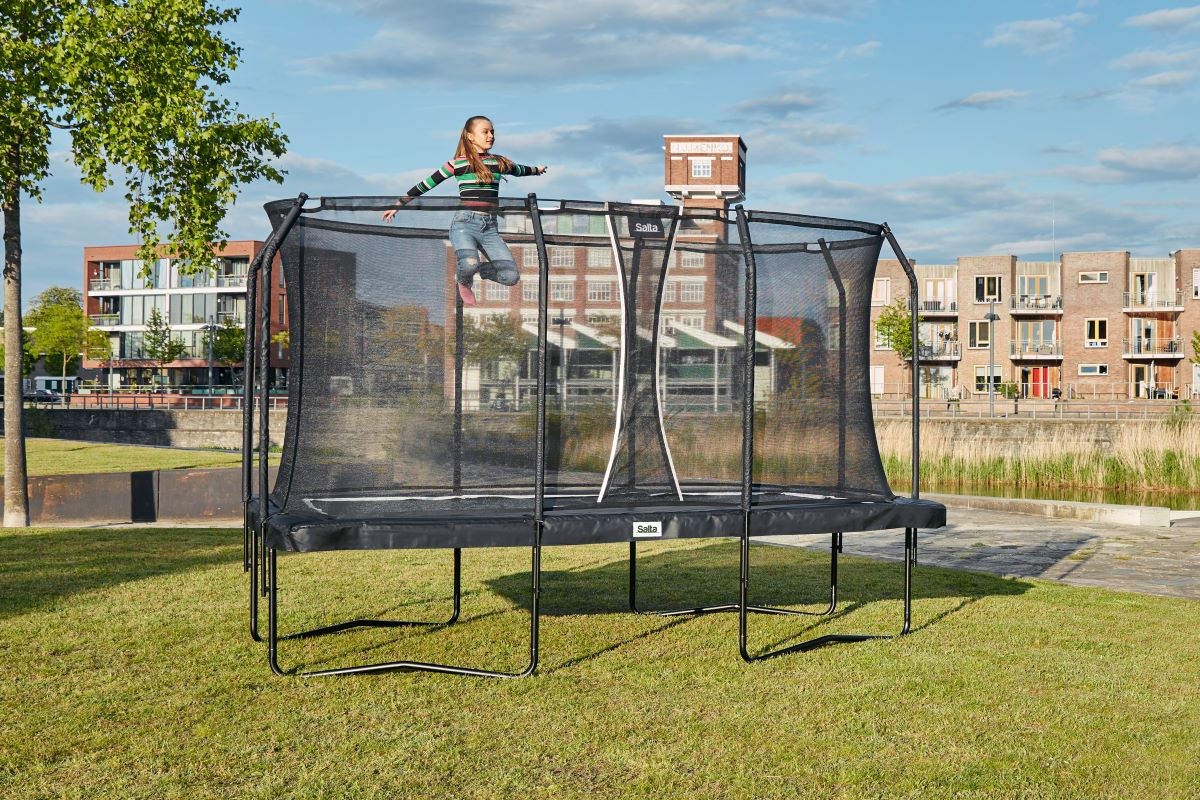 Salta Trampolin Premium Black Edition - 305x214cm - Rechteckig Schwarz - machsport – Bild 