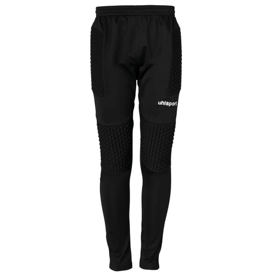 Uhlsport Torwarthose Standard, gepolsterte Torwarthose mit Fußschlaufen und elastischem Bund, schwarz – schwarz / 128