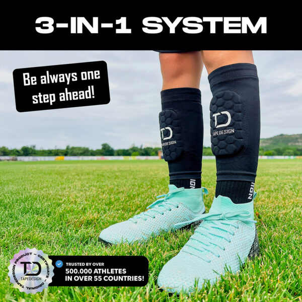 Tapedesign Schienbeinschoner Shinguard Sleeve Kinder, schwarz - machsport – Bild 