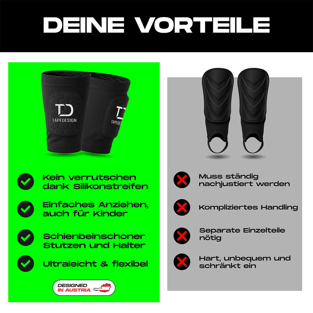 Tapedesign Schienbeinschoner Shinguards Sleeve, schwarz - machsport – Bild 