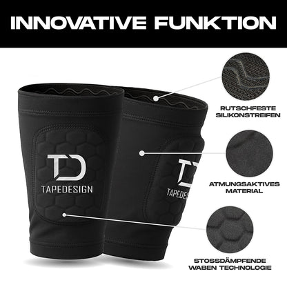 Tapedesign Schienbeinschoner Shinguards Sleeve, schwarz - machsport