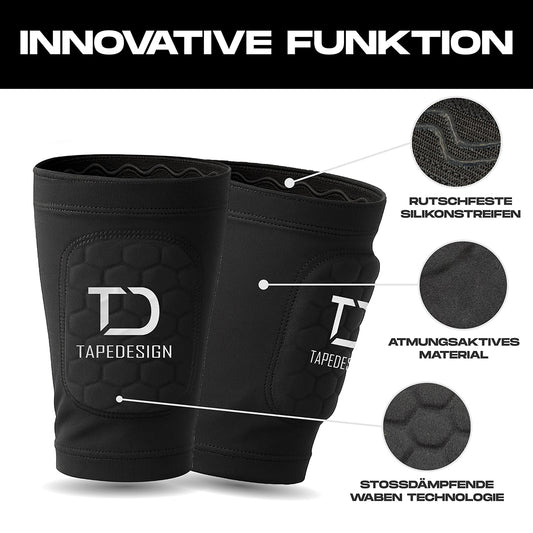 Tapedesign Schienbeinschoner Shinguards Sleeve, schwarz – Rückansicht – schwarz / ONE SIZE