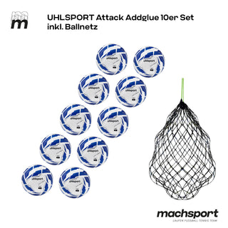 Uhlsport Attack Addglue 10er Set inkl. Ballnetz, Größe 5 - machsport