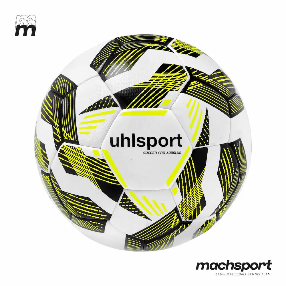 Fußball Soccer Pro Addglue Größe 5 von Uhlsport, professioneller Fußball für Spiel und Training, auf dem Spielfeld liegend – Bild 