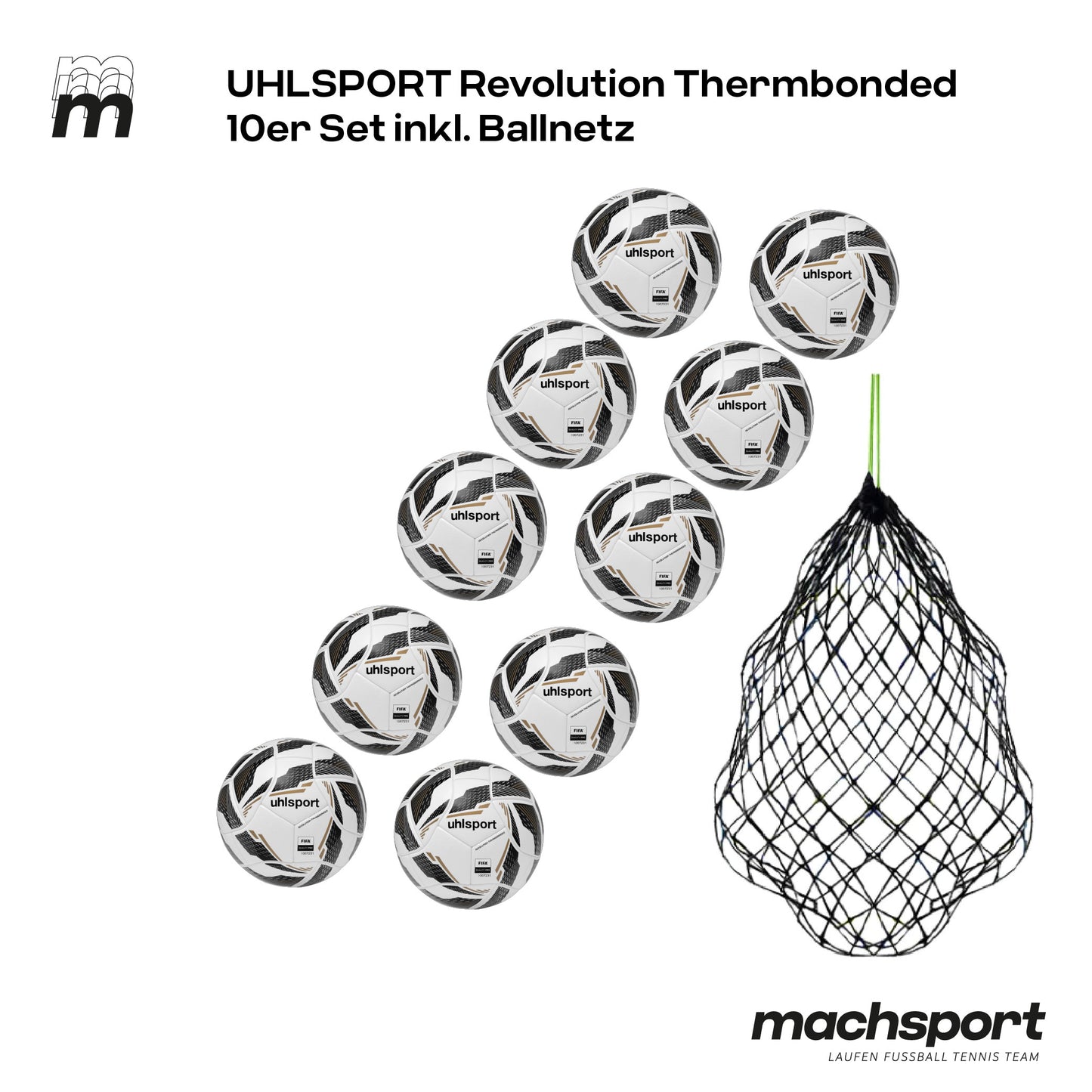Uhlsport Revolution Thermbonded 10er-Set inkl. Ballnetz, Größe 5 - machsport
